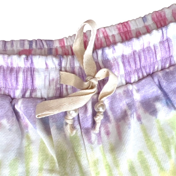 Olivia Rubin Hebe Tie Dye Pastel Drawstring Dolphin Hem Cotton Women's Shorts S - Picture 3 of 5